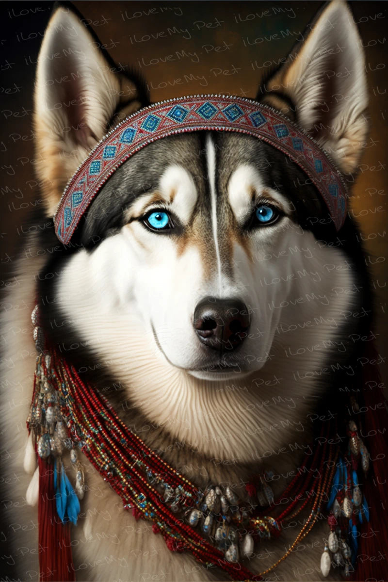 Arctic Native American Siberian Husky Wall Art Poster-Art-Dog Art, Home Decor, Poster, Siberian Husky-1