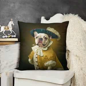 Aristocratic Cutie White French Bulldog Plush Pillow Case-Cushion Cover-Dog Dad Gifts, Dog Mom Gifts, French Bulldog, Home Decor, Pillows-3