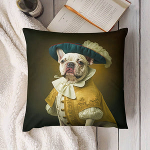 Aristocratic Cutie White French Bulldog Plush Pillow Case-Cushion Cover-Dog Dad Gifts, Dog Mom Gifts, French Bulldog, Home Decor, Pillows-4