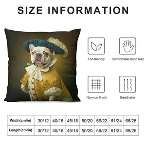 Aristocratic Cutie White French Bulldog Plush Pillow Case-Cushion Cover-Dog Dad Gifts, Dog Mom Gifts, French Bulldog, Home Decor, Pillows-6