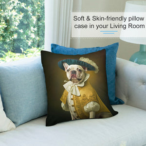 Aristocratic Cutie White French Bulldog Plush Pillow Case-Cushion Cover-Dog Dad Gifts, Dog Mom Gifts, French Bulldog, Home Decor, Pillows-7