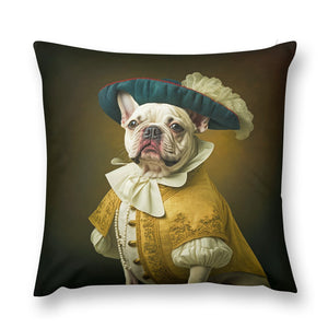 Aristocratic Cutie White French Bulldog Plush Pillow Case-Cushion Cover-Dog Dad Gifts, Dog Mom Gifts, French Bulldog, Home Decor, Pillows-12 "×12 "-1