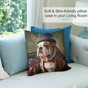 Aristocratic Elegance English Bulldog Plush Pillow Case-Cushion Cover-Dog Dad Gifts, Dog Mom Gifts, English Bulldog, Home Decor, Pillows-6