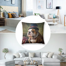Load image into Gallery viewer, Aristocratic Elegance English Bulldog Plush Pillow Case-Cushion Cover-Dog Dad Gifts, Dog Mom Gifts, English Bulldog, Home Decor, Pillows-2
