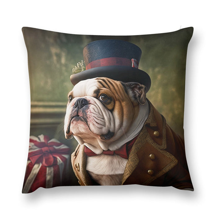 Aristocratic Elegance English Bulldog Plush Pillow Case-Cushion Cover-Dog Dad Gifts, Dog Mom Gifts, English Bulldog, Home Decor, Pillows-5