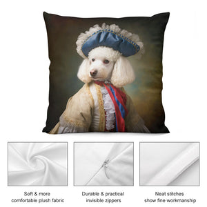 Aristocratic French White Poodle Plush Pillow Case-Cushion Cover-Dog Dad Gifts, Dog Mom Gifts, Home Decor, Pillows, Poodle-2