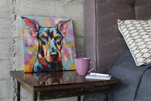 Artistic Essence Doberman Framed Wall Art Poster-Art-Doberman, Dog Art, Home Decor-Framed Light Canvas-Small - 8x8"-1