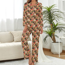 Load image into Gallery viewer, Artistic Flower Garden Chocolate Dachshunds Pajama Set for Women-2