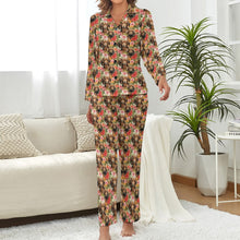 Load image into Gallery viewer, Artistic Flower Garden Chocolate Dachshunds Pajama Set for Women-3