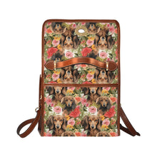 Load image into Gallery viewer, Artistic Flower Garden Chocolate Dachshunds Shoulder Bag Purse-Accessories-Bags, Dachshund, Purse-Black-ONE SIZE-5
