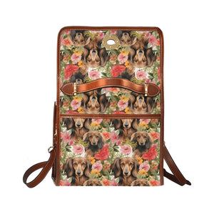 Artistic Flower Garden Chocolate Dachshunds Shoulder Bag Purse-Accessories-Bags, Dachshund, Purse-Black-ONE SIZE-5
