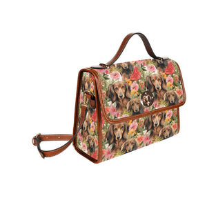 Artistic Flower Garden Chocolate Dachshunds Shoulder Bag Purse-Accessories-Bags, Dachshund, Purse-One Size-3
