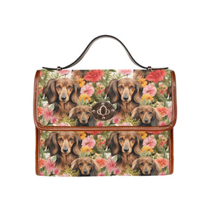 Artistic Flower Garden Chocolate Dachshunds Shoulder Bag Purse-Accessories-Bags, Dachshund, Purse-One Size-6