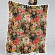 Load image into Gallery viewer, Artistic Flower Garden Chocolate Dachshunds Soft Warm Fleece Blanket-Blanket-Blankets, Dachshund, Home Decor-11