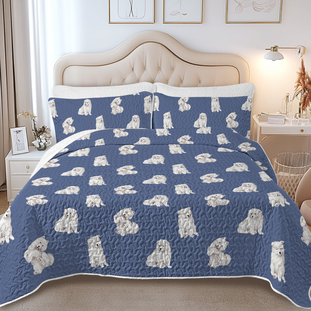 atercolor Delight Samoyeds Quilted Bedding Set-Bedding-Bedding,Blankets,Christmas,Home Decor-10