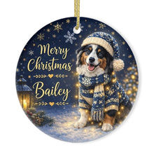 Load image into Gallery viewer, Australian Shepherd Christmas Ornament - Cozy Winter Pet Portrait Design - Personalize with Photo and Name-Christmas Ornament-Christmas,Christmas Ornament,Personalize Artwork-3