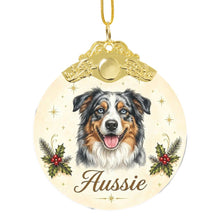 Load image into Gallery viewer, Australian Shepherd Christmas Ornament - Gold Crown Dog Portrait - Personalized with Photo and Name-Christmas Ornament-Christmas,Christmas Ornament,Personalize Artwork-3