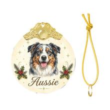 Load image into Gallery viewer, Australian Shepherd Christmas Ornament - Gold Crown Dog Portrait - Personalized with Photo and Name-Christmas Ornament-Christmas,Christmas Ornament,Personalize Artwork-4
