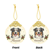 Load image into Gallery viewer, Australian Shepherd Christmas Ornament - Gold Crown Dog Portrait - Personalized with Photo and Name-Christmas Ornament-Christmas,Christmas Ornament,Personalize Artwork-5