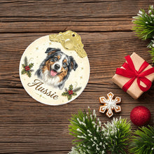 Load image into Gallery viewer, Australian Shepherd Christmas Ornament - Gold Crown Dog Portrait - Personalized with Photo and Name-Christmas Ornament-Christmas,Christmas Ornament,Personalize Artwork-7