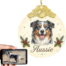 Load image into Gallery viewer, Australian Shepherd Christmas Ornament - Gold Crown Dog Portrait - Personalized with Photo and Name-Christmas Ornament-Christmas,Christmas Ornament,Personalize Artwork-1
