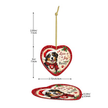 Load image into Gallery viewer, Australian Shepherd Christmas Ornament - Love &amp; Joy Heart Shaped Portrait - Personalized with Name-Christmas Ornament-Australian Shepherd,Christmas,Personalize Artwork-6