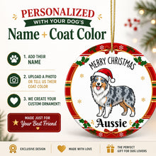 Load image into Gallery viewer, Australian Shepherd Christmas Ornament - Personalized Whimsical Holiday Cartoon Art Design - with Name-Christmas Ornament-Australian Shepherd,Christmas,Personalize Artwork-2
