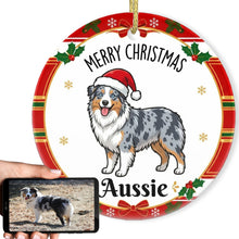 Load image into Gallery viewer, Australian Shepherd Christmas Ornament - Personalized Whimsical Holiday Cartoon Art Design-Christmas Ornament-Australian Shepherd,Christmas-1
