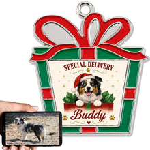 Load image into Gallery viewer, Australian Shepherd Christmas Ornament - Gift Box Design - Personalized with Name-Christmas Ornament-Australian Shepherd,Christmas,Personalize Artwork-1