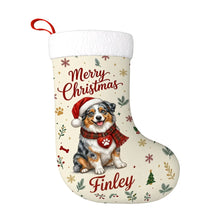 Load image into Gallery viewer, Australian Shepherd Christmas Stocking - Cozy Festive Wishes - Personalize with Photo and Name-Christmas Ornament-Australian Shepherd,Christmas,Personalize Artwork,Stocking-1