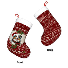Load image into Gallery viewer, Australian Shepherd Christmas Stocking – Heart Knit Portrait – Personalize with Photo and Name-Christmas Ornament-Australian Shepherd,Christmas,Christmas Stocking,Personalize Artwork-4