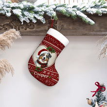 Load image into Gallery viewer, Australian Shepherd Christmas Stocking – Heart Knit Portrait – Personalize with Photo and Name-Christmas Ornament-Australian Shepherd,Christmas,Christmas Stocking,Personalize Artwork-8
