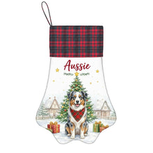 Load image into Gallery viewer, Australian Shepherd Christmas Stocking - Home for the Holidays - Personalize with Photo and Name-Christmas Ornament-Christmas,Christmas Stocking,Personalize Artwork-3