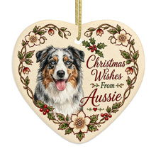 Load image into Gallery viewer, Australian Shepherd Dog Ornament - Christmas Wishes Design - Personalized with Name-Christmas Ornament-Australian Shepherd,Christmas,Personalize Artwork-2