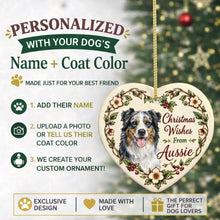 Load image into Gallery viewer, Australian Shepherd Dog Ornament - Christmas Wishes Design - Personalized with Name-Christmas Ornament-Australian Shepherd,Christmas,Personalize Artwork-7