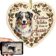 Load image into Gallery viewer, Australian Shepherd Dog Ornament - Christmas Wishes Design - Personalized with Name-Christmas Ornament-Australian Shepherd,Christmas,Personalize Artwork-1