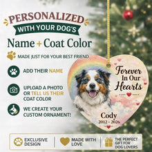 Load image into Gallery viewer, Australian Shepherd Dog Ornament - Forever In Our Hearts Design - Personalized with Name-Christmas Ornament-Australian Shepherd,Christmas,Personalize Artwork-2