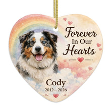 Load image into Gallery viewer, Australian Shepherd Dog Ornament - Forever In Our Hearts Design - Personalized with Name-Christmas Ornament-Australian Shepherd,Christmas,Personalize Artwork-4
