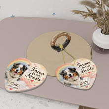 Load image into Gallery viewer, Australian Shepherd Dog Ornament - Forever In Our Hearts Design - Personalized with Name-Christmas Ornament-Australian Shepherd,Christmas,Personalize Artwork-6