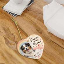 Load image into Gallery viewer, Australian Shepherd Dog Ornament - Forever In Our Hearts Design - Personalized with Name-Christmas Ornament-Australian Shepherd,Christmas,Personalize Artwork-7