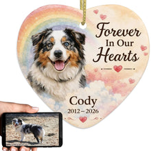 Load image into Gallery viewer, Australian Shepherd Dog Ornament - Forever In Our Hearts Design - Personalized with Name-Christmas Ornament-Australian Shepherd,Christmas,Personalize Artwork-1