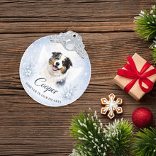 Load image into Gallery viewer, Australian Shepherd Ornament - Angel Dog Memorial Design - Personalized with Photo and Name-Christmas Ornament-Australian Shepherd,Christmas,Christmas Ornament,Personalize Artwork-7