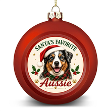 Load image into Gallery viewer, Australian Shepherd Ornament - Classic Red Round Shape - Santa's Favourite Design - Personalized with Name-Holiday Decor-Australian Shepherd,Christmas,Personalize Artwork-3