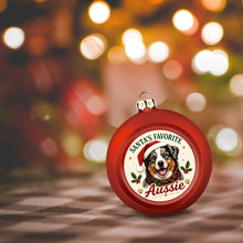 Load image into Gallery viewer, Australian Shepherd Ornament - Classic Red Round Shape - Santa's Favourite Design - Personalized with Name-Holiday Decor-Australian Shepherd,Christmas,Personalize Artwork-5