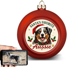 Load image into Gallery viewer, Australian Shepherd Ornament - Classic Red Round Shape - Santa's Favourite Design - Personalized with Name-Holiday Decor-Australian Shepherd,Christmas,Personalize Artwork-1
