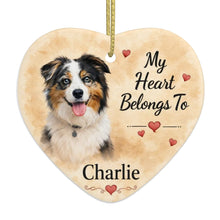 Load image into Gallery viewer, Australian Shepherd Ornament - My Heart Belongs To Design - Personalized with Name-Christmas Ornament-Australian Shepherd,Christmas,Personalize Artwork-3