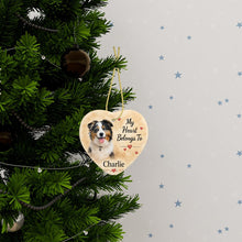 Load image into Gallery viewer, Australian Shepherd Ornament - My Heart Belongs To Design - Personalized with Name-Christmas Ornament-Australian Shepherd,Christmas,Personalize Artwork-4
