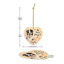 Load image into Gallery viewer, Australian Shepherd Ornament - My Heart Belongs To Design - Personalized with Name-Christmas Ornament-Australian Shepherd,Christmas,Personalize Artwork-6