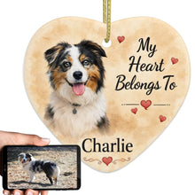 Load image into Gallery viewer, Australian Shepherd Ornament - My Heart Belongs To Design - Personalized with Name-Christmas Ornament-Australian Shepherd,Christmas,Personalize Artwork-1
