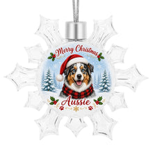 Load image into Gallery viewer, Australian Shepherd Ornament - Personalized Snowflake Shaped Christmas Snow Globe Design - with Name-Christmas Ornament-Australian Shepherd,Christmas,Personalize Artwork-3